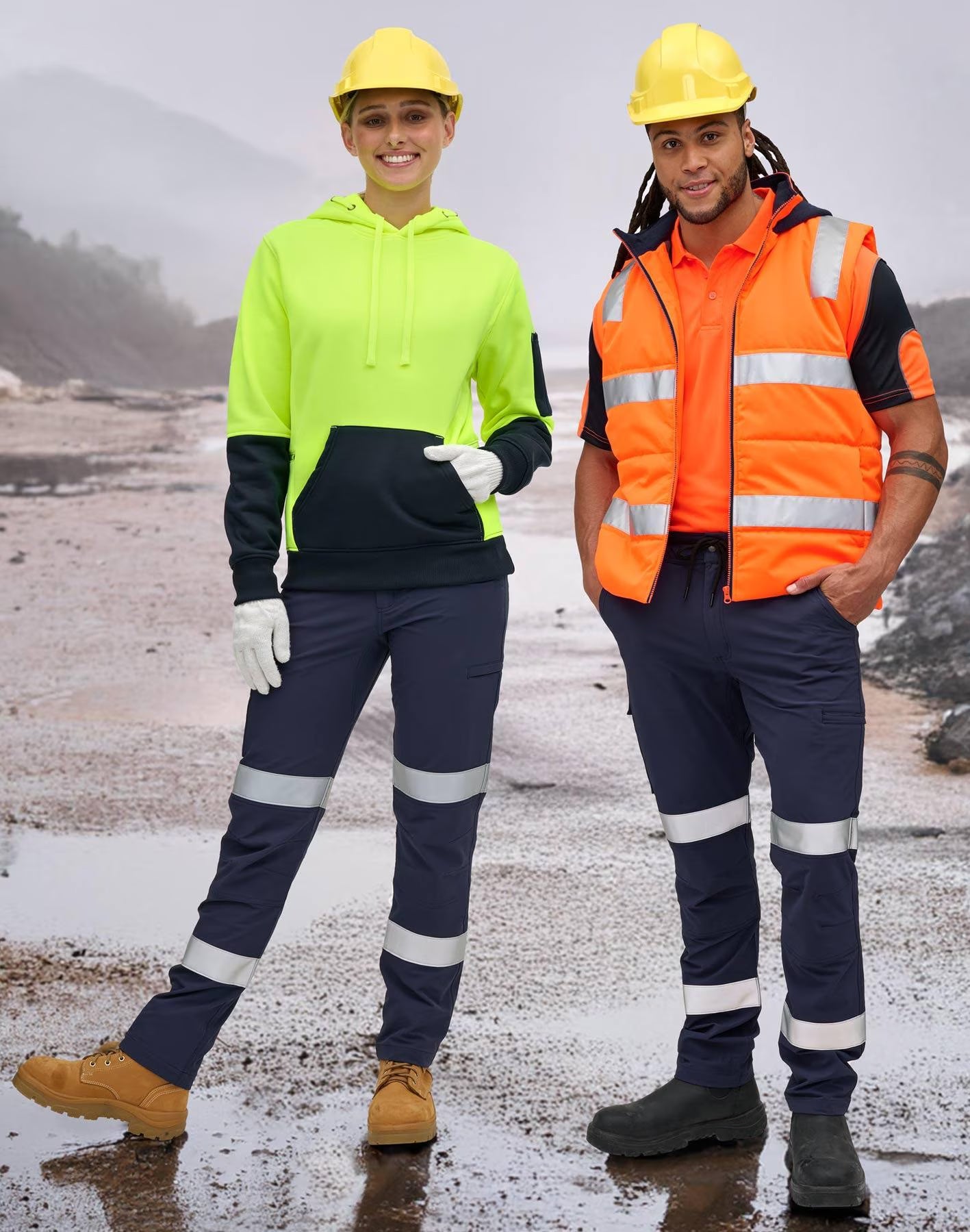 WP30HV Unisex DWR Water Repellent Flexi Work Pants with Tapes