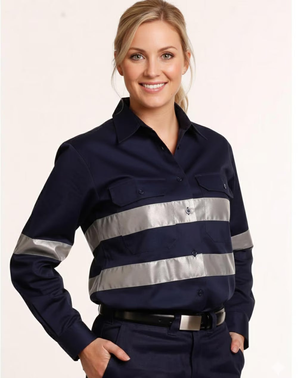 WT08HV WOMEN'S COTTON DRILL WORK SHIRT WITH 3M TAPES