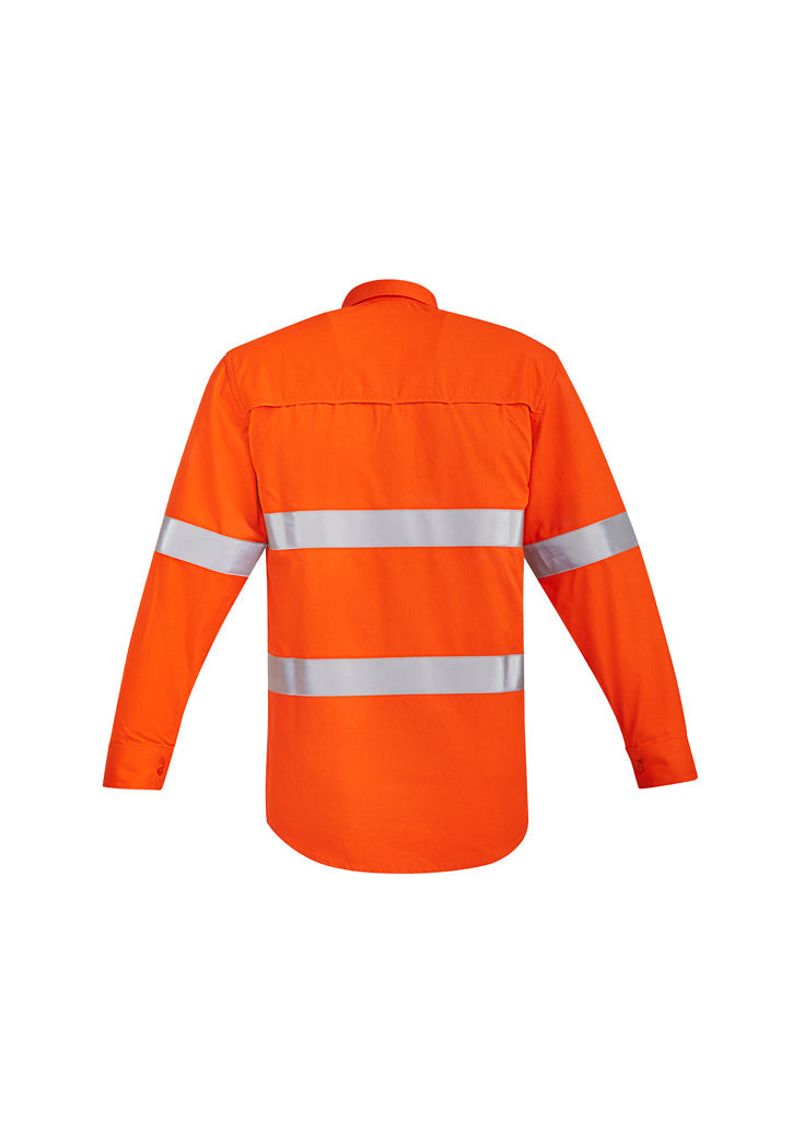 Syzmik Mens Orange Flame HRC 2 Hoop Taped Open Front Spliced Shirt ZW145