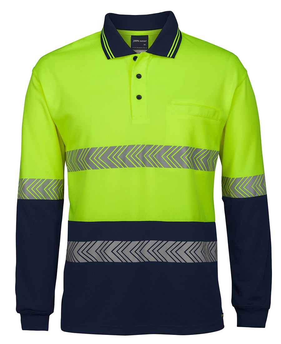 JB's Wear HI VIS L/S SEGMENTED TAPE POLO 6HLST