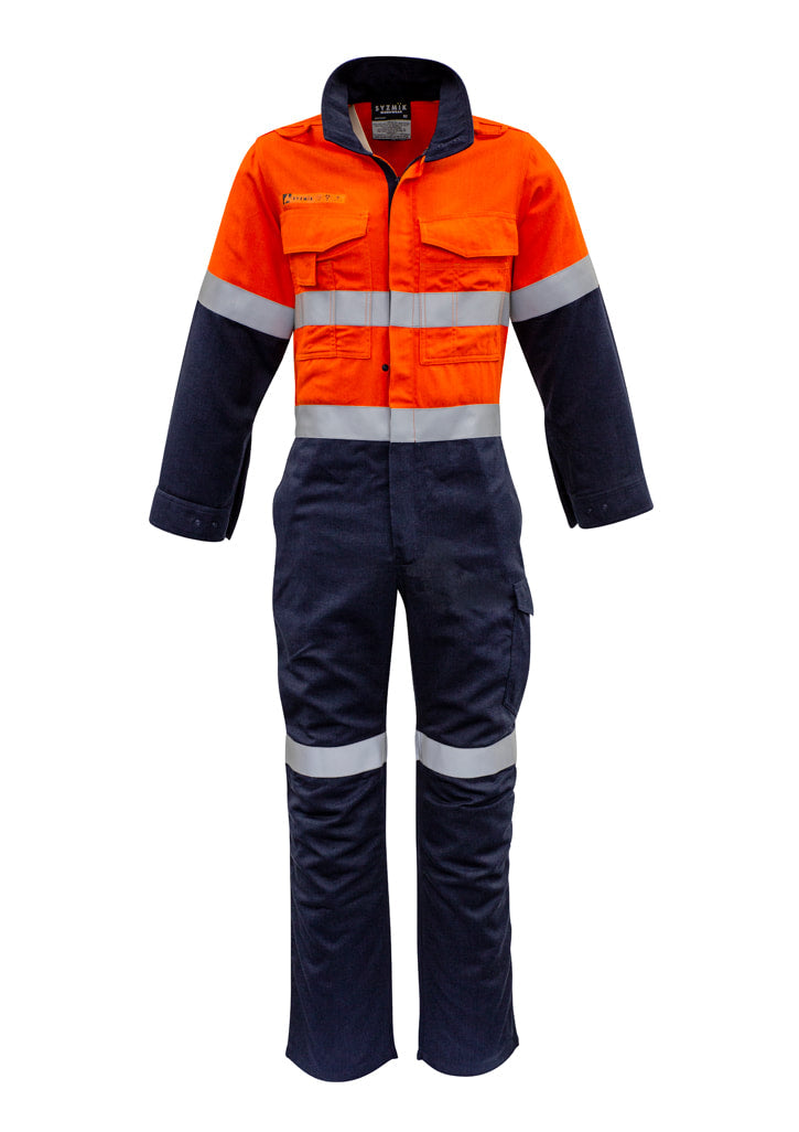 Syzmik Mens Orange Flame HRC 2 Hoop Taped Spliced Overall ZC525