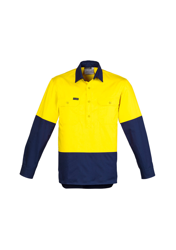 Syzmik Mens Hi Vis Closed Front L/S Shirt ZW560