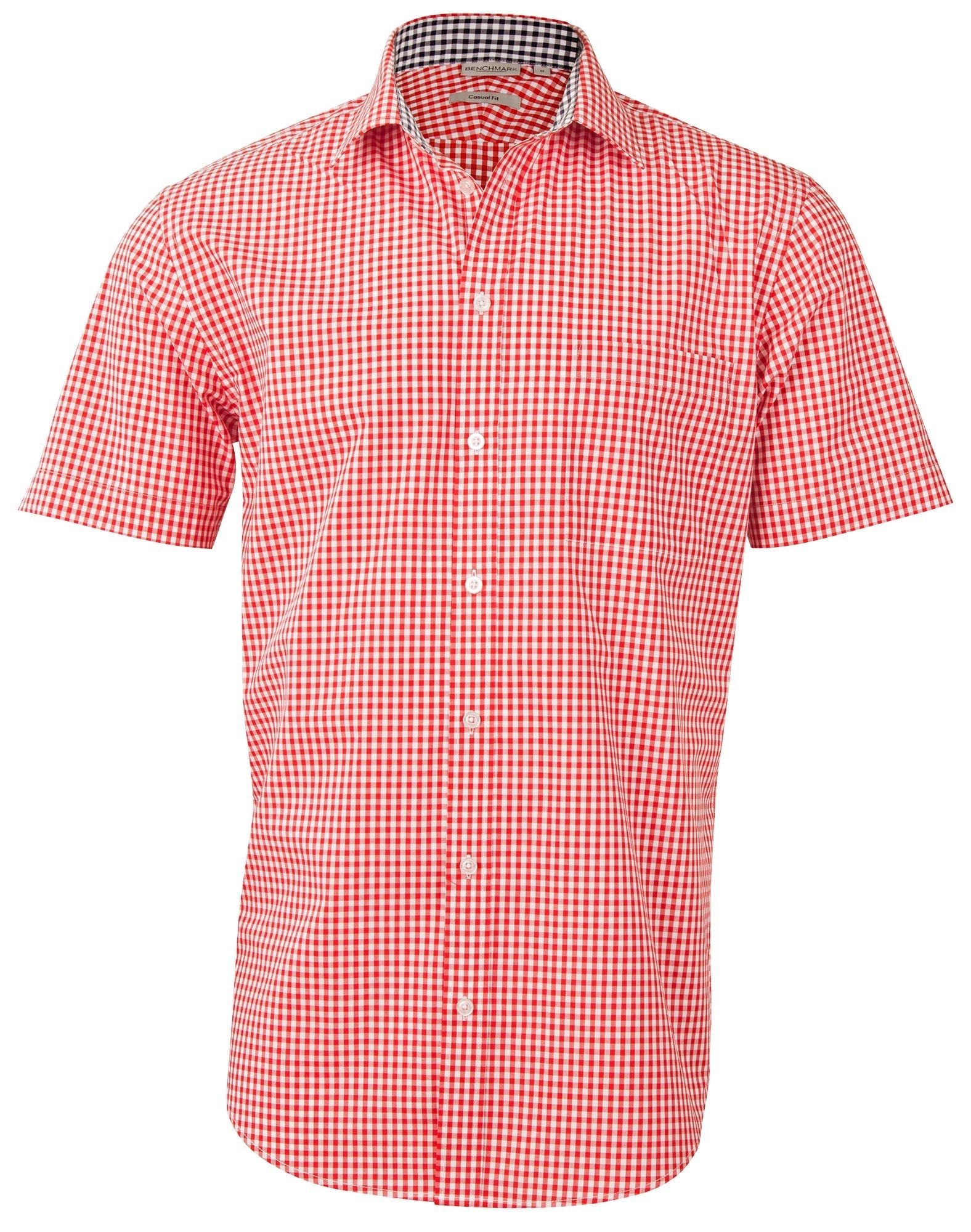 Benchmark M7330S Mens Gingham Check Short Sleeve Shirt