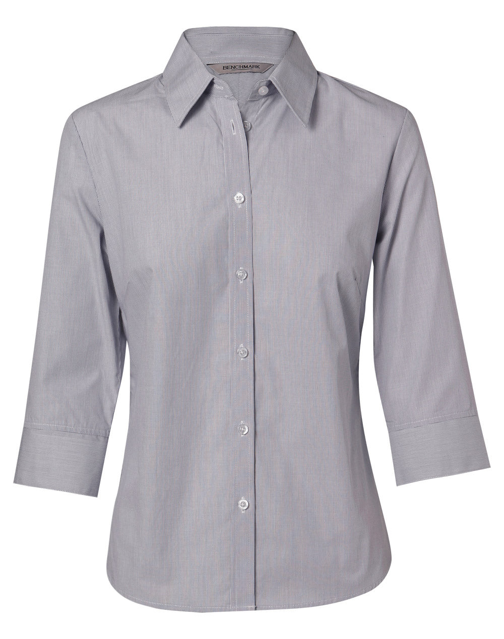 Benchmark M8213 Women's Fine Stripe 3/4 Sleeve Shirt