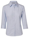 Benchmark M8213 Women's Fine Stripe 3/4 Sleeve Shirt