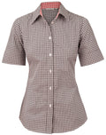 Benchmark M8330S Ladies' Gingham Check Short Sleeve Shirt