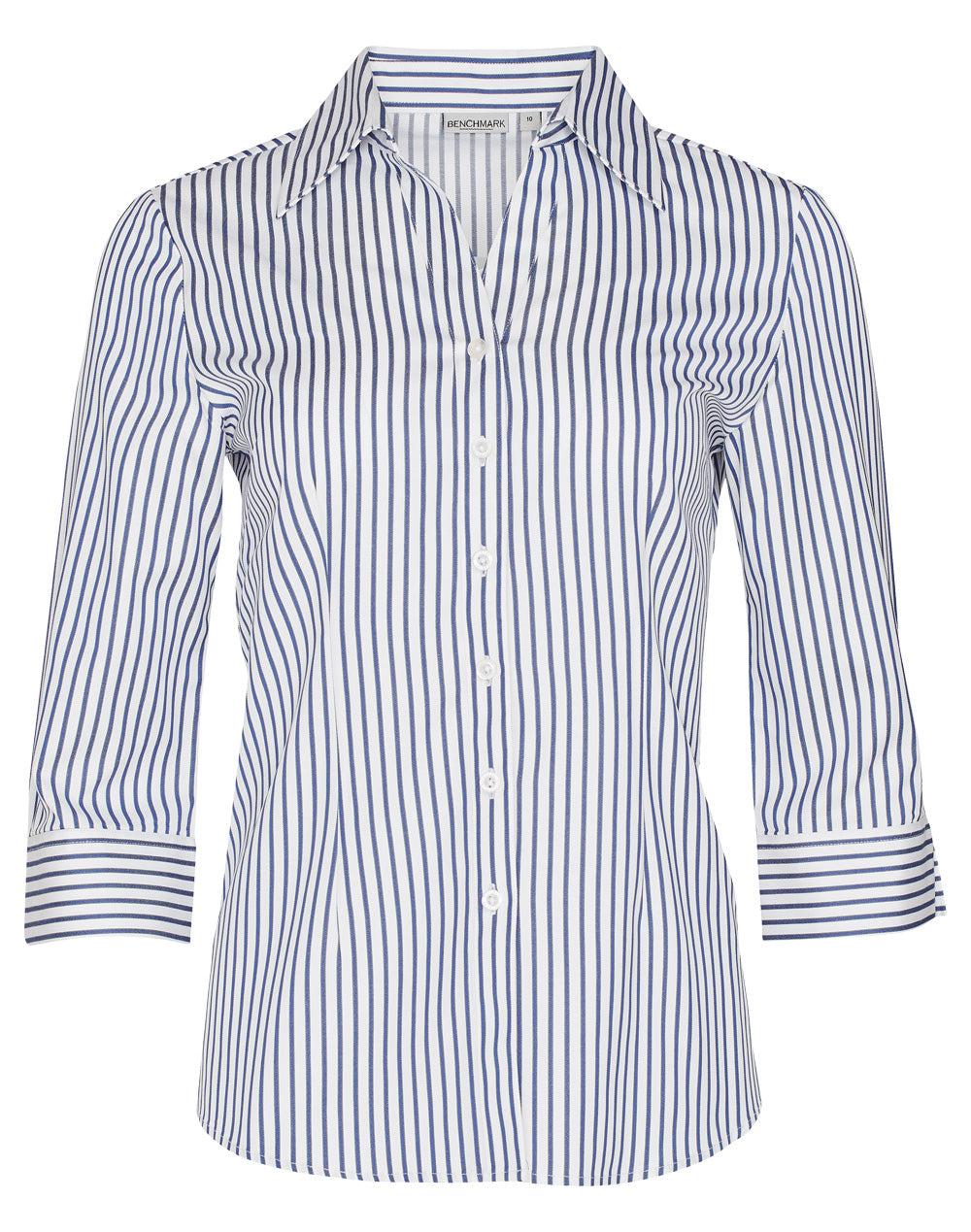 Benchmark M8310Q Women's Executive Sateen Stripe 3/4 Sleeve Shirt