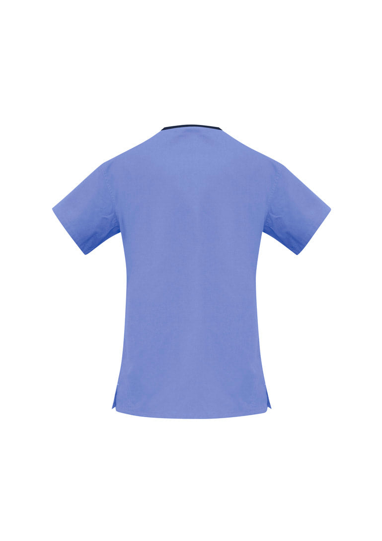 Biz care Womens Contrast Crossover Scrub Top H10722