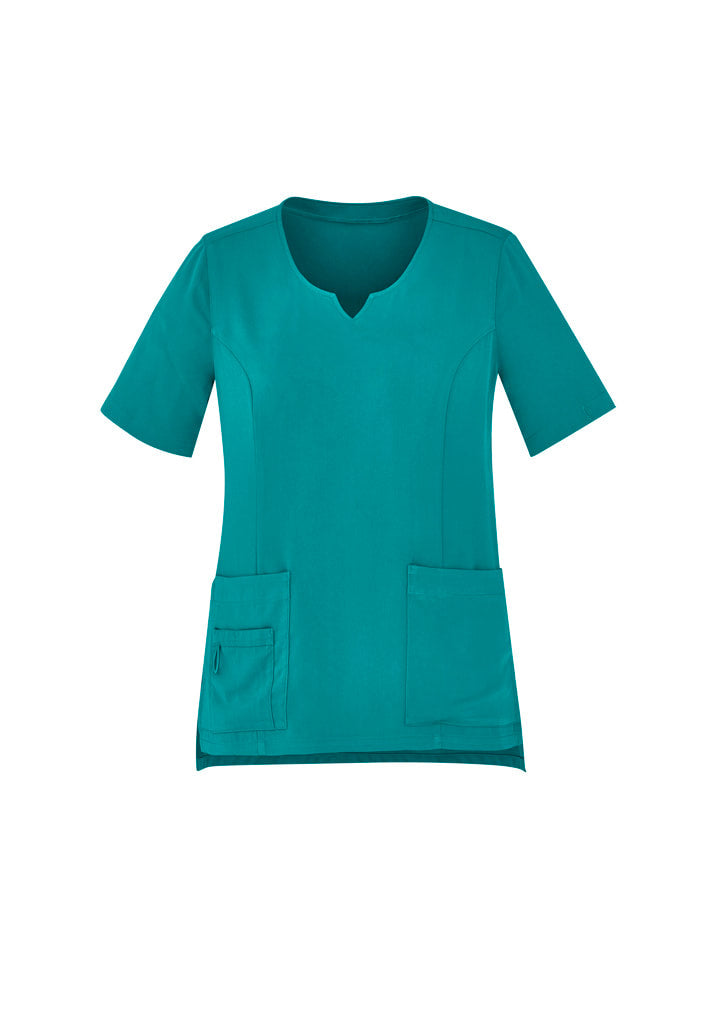 Biz Care Womens Avery Tailored Fit Round Neck Scrub Top CST942LS